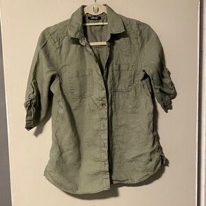 Olson Women's Olive Button Down Shirt 100% linen